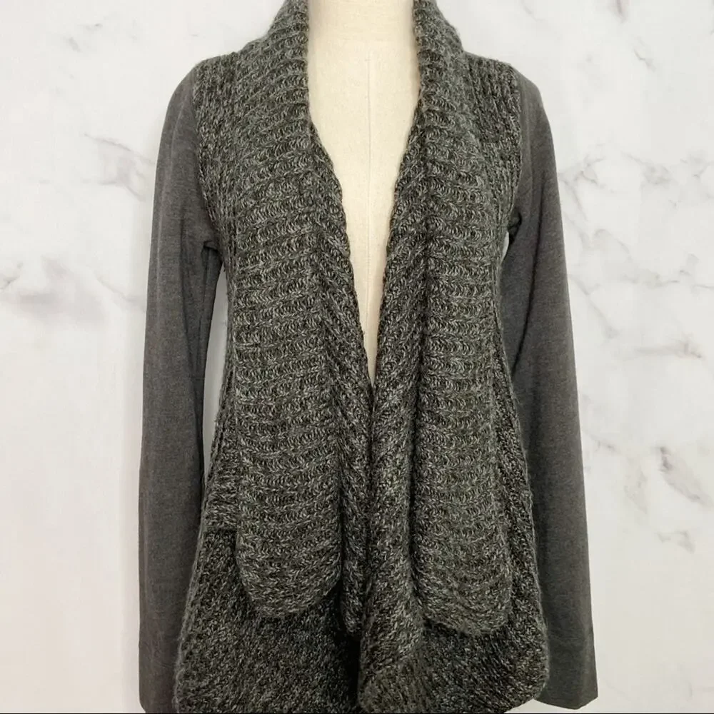 Prana Demure Cardigan Gray Waterfall Sweater Athleisure Lounge Gym Yoga Size S